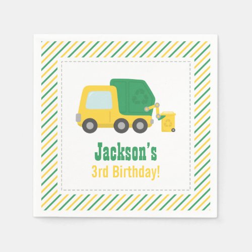 Recycling Garbage Truck Boys Birthday Party Napkins