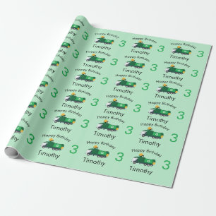 Recycling Garbage Truck Boy's Name & Age Birthday Wrapping Paper