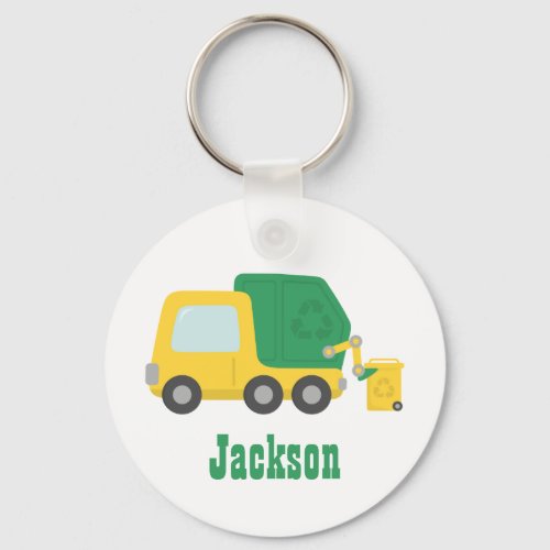 Recycling Garbage Truck Boys Personalized Keychain