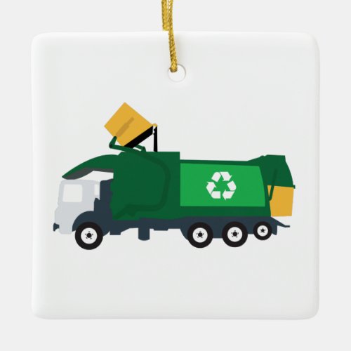 Recycling Garbage Truck Ceramic Ornament