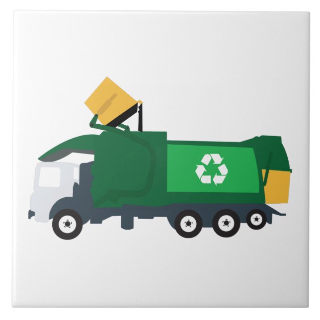 Recycling Garbage Truck Ceramic Tile (Front)