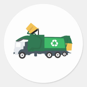 Recycling Garbage Truck Classic Round Sticker