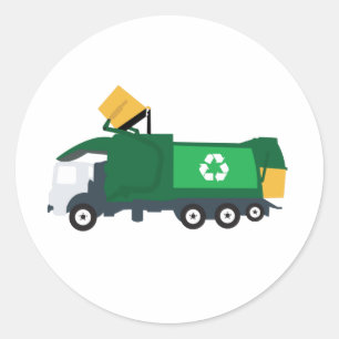 Recycling Garbage Truck Classic Round Sticker