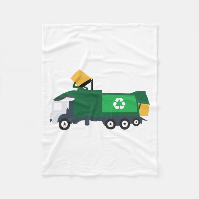 Recycling Garbage Truck Fleece Blanket (Front)