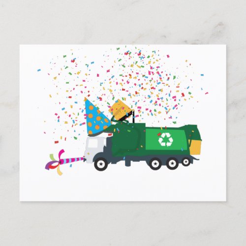 Recycling Garbage Truck Party  Holiday Postcard