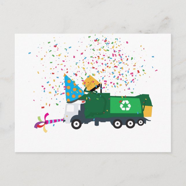 Recycling Garbage Truck Party  Holiday Postcard (Front)