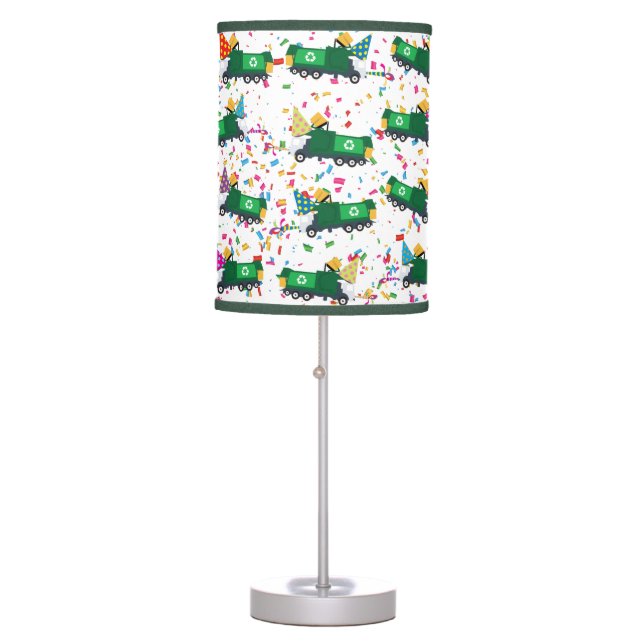 Recycling Garbage Truck Party Pattern Table Lamp (Front)