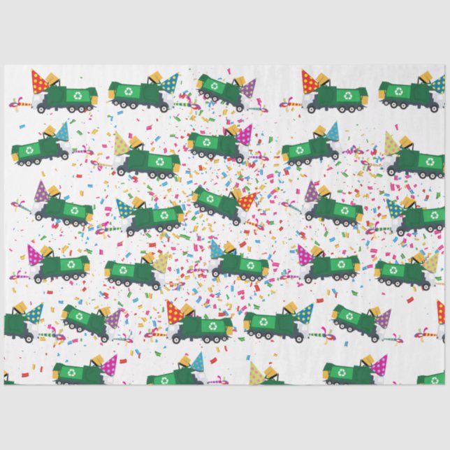 Recycling Garbage Truck Party Pattern Tissue Paper (Front)