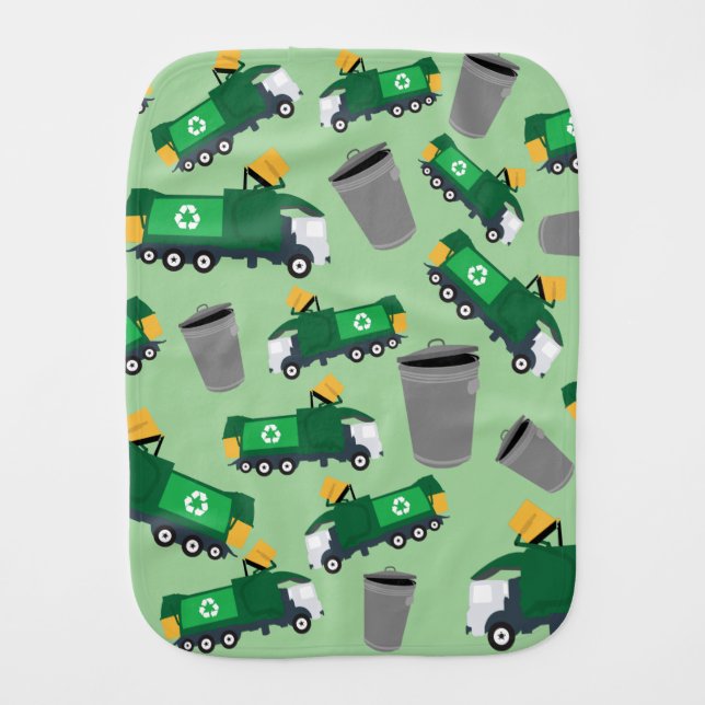 Recycling Garbage Truck Pattern Baby Burp Cloth (Front)