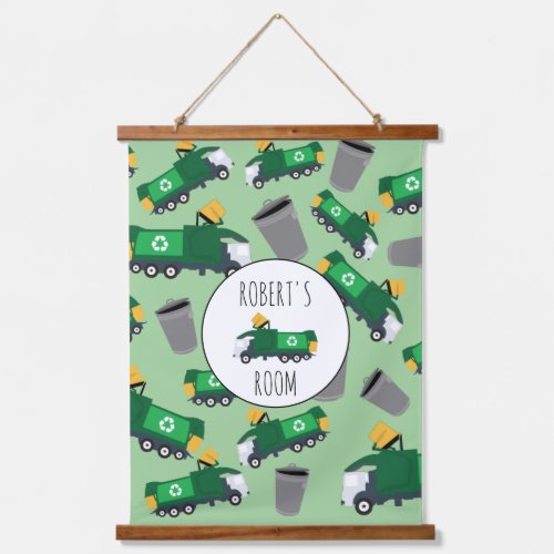 Recycling Garbage Truck Pattern Boys Name   Hanging Tapestry