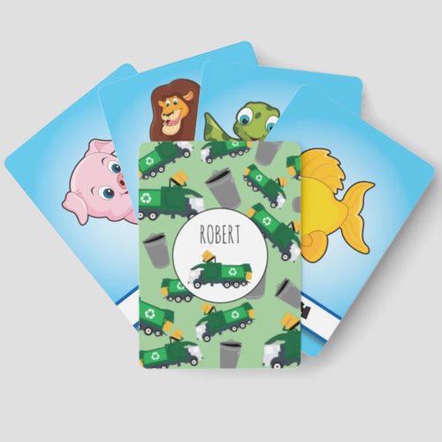 Recycling Garbage Truck Pattern Boys Name Matching Game Cards