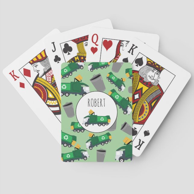 Recycling Garbage Truck Pattern Boys Name Poker Cards (Back)