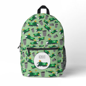 Recycling Garbage Truck Pattern Boys Name Printed Backpack