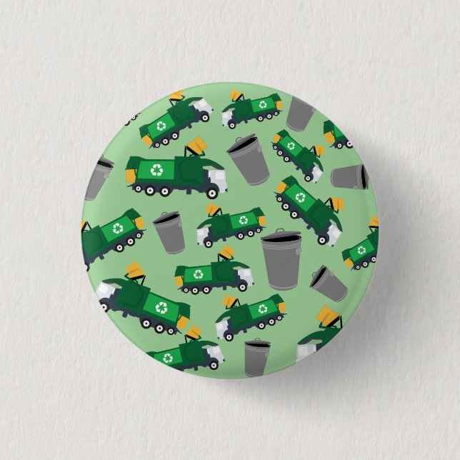Recycling Garbage Truck Pattern Button (Front)