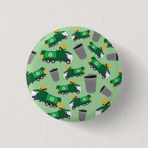 Recycling Garbage Truck Pattern Button