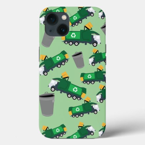 Recycling Garbage Truck Pattern iPhone 13 Case