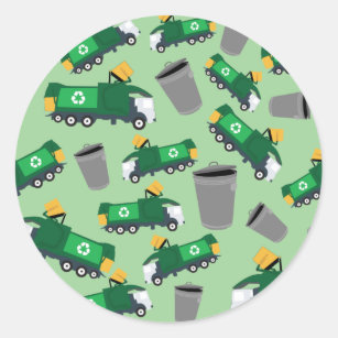 Recycling Garbage Truck Pattern Classic Round Sticker
