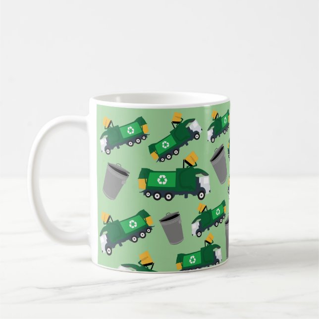 Recycling Garbage Truck Pattern Coffee Mug (Left)