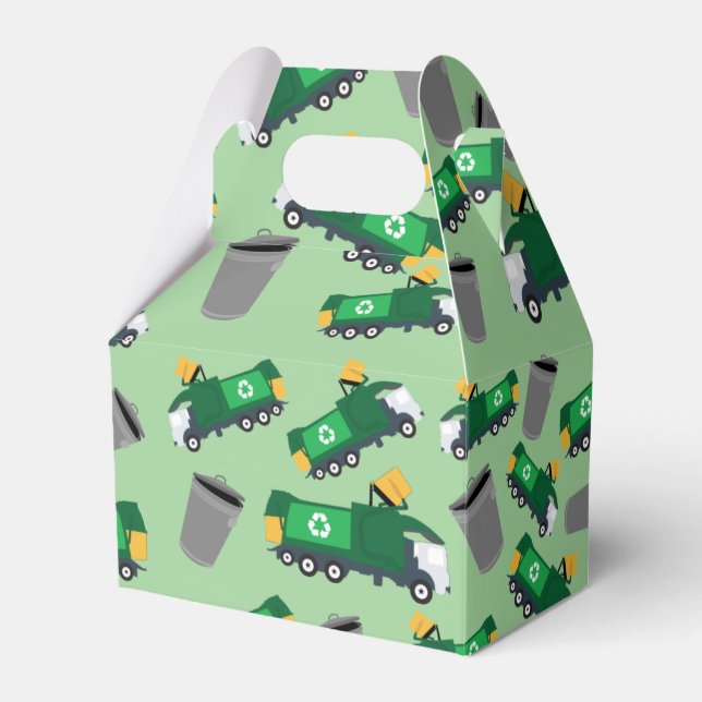Recycling Garbage Truck Pattern Favor Boxes (Front Side)