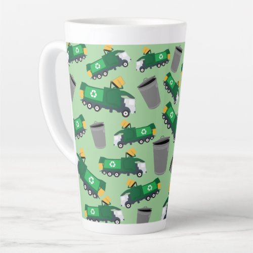 Recycling Garbage Truck Pattern Latte Mug