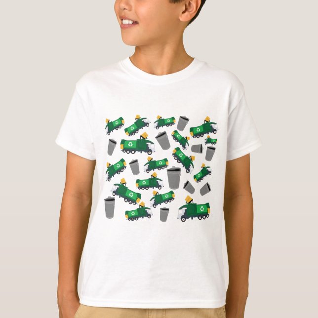 Recycling Garbage Truck Pattern T-Shirt (Front)