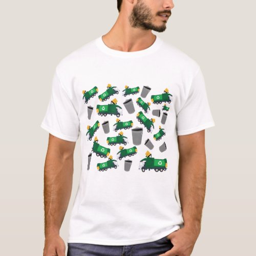 Recycling Garbage Truck Pattern T_Shirt