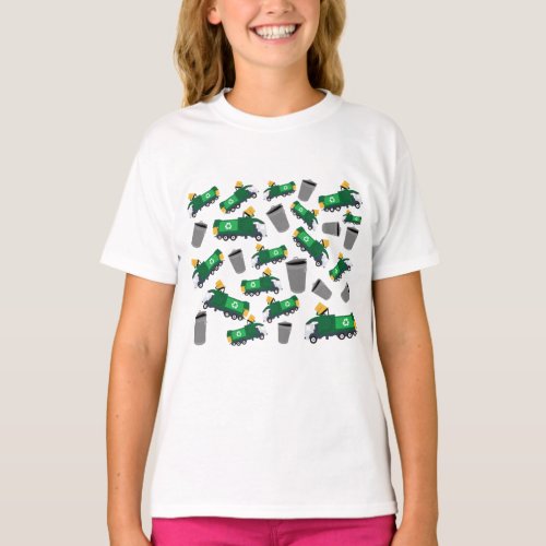 Recycling Garbage Truck Pattern T_Shirt