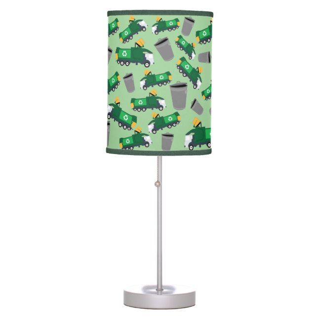 Recycling Garbage Truck Pattern Table Lamp (Front)