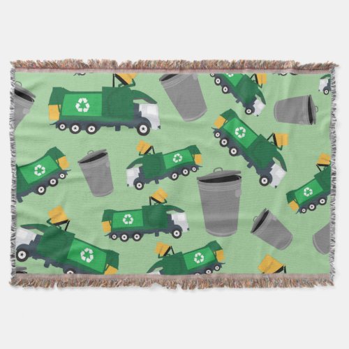 Recycling Garbage Truck Pattern Throw Blanket