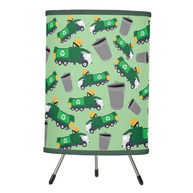 Recycling Garbage Truck Pattern Tripod Lamp (Front)