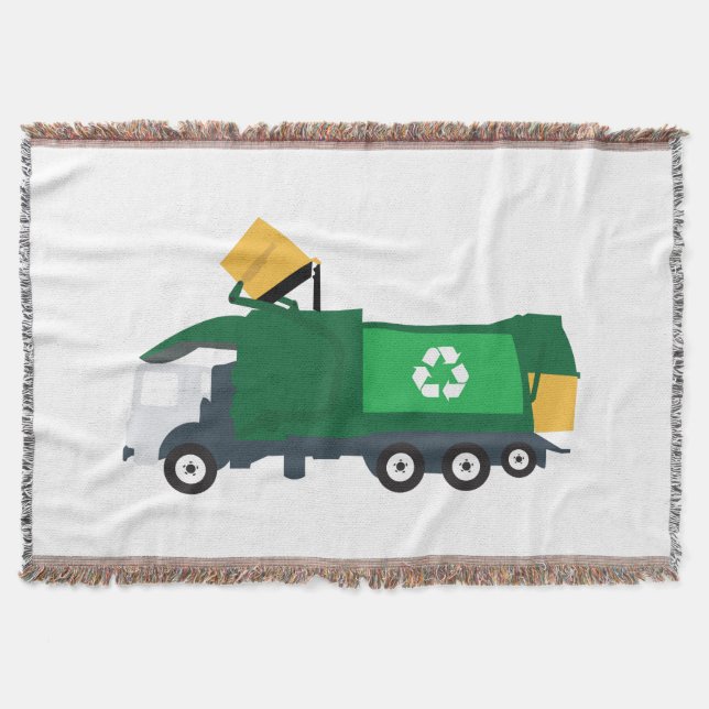 Recycling Garbage Truck Throw Blanket (Front)