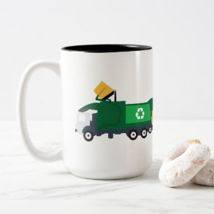 Recycling Garbage Truck Two-Tone Coffee Mug