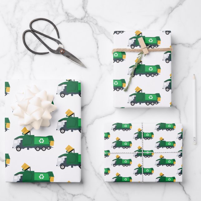 Recycling Garbage Truck Wrapping Paper Sheets (Front)