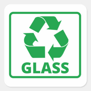 Recycling glass sign classic square sticker