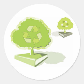 Recycling paper! Save trees! Classic Round Sticker