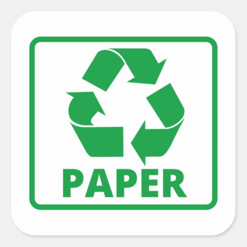 Recycling paper sign classic  square sticker