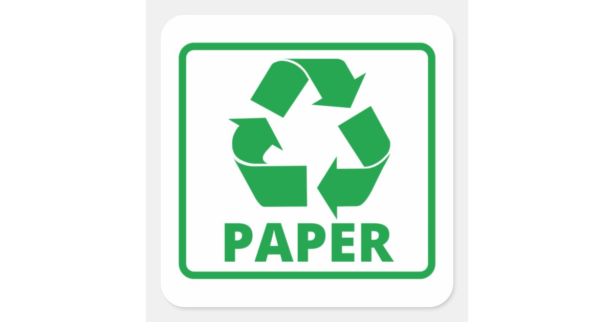 Pad Recycle Sign Recycling paper sign classic square sticker | Zazzle