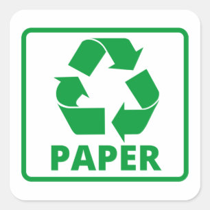 Recycling paper sign classic square sticker