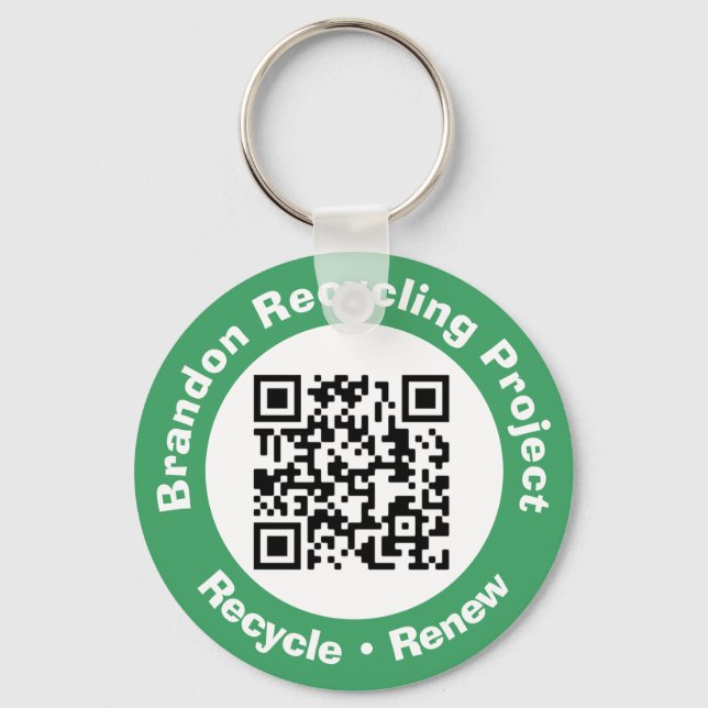 Recycling Project QR Code Recycle & Renew. Keychain (Front)