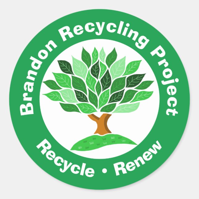 Recycling Project. Recycle & Renew. Classic Round Sticker (Front)
