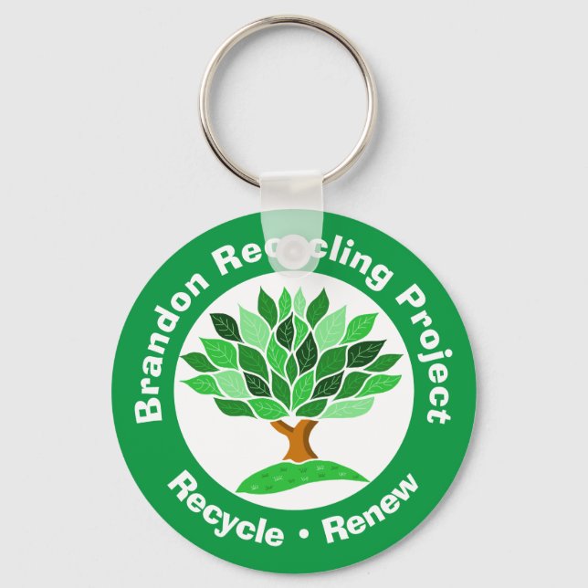 Recycling Project. Recycle & Renew. Key fob. Keychain (Front)