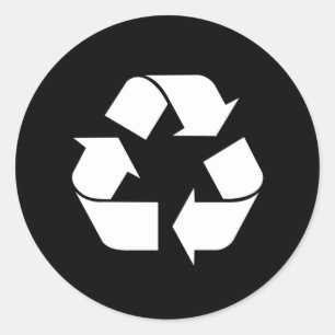 Recycling sign black classic round sticker