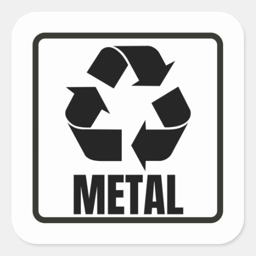 Recycling sign black metal  square sticker