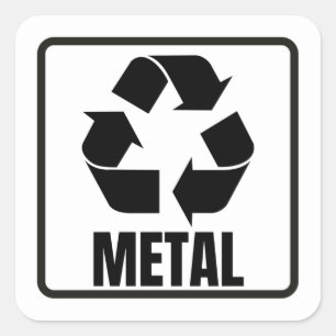 Recycling sign black metal square sticker