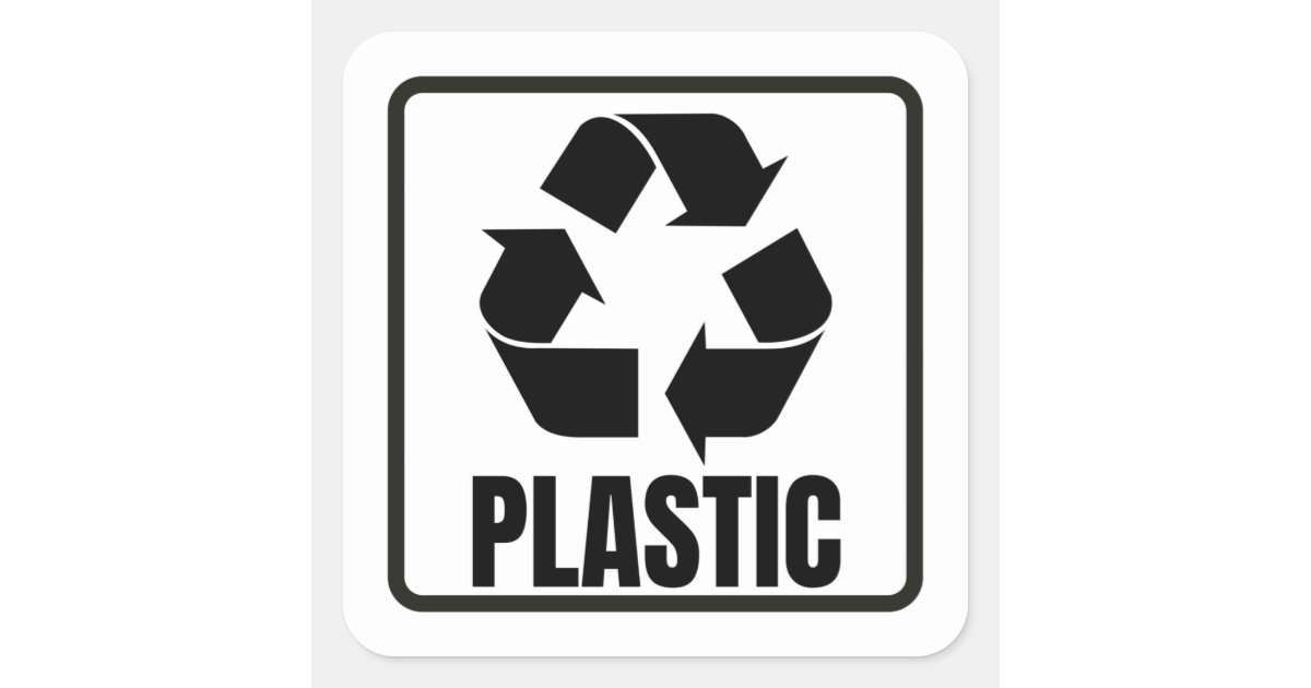 Pad Recycle Sign Recycling sign black plastic square sticker | Zazzle
