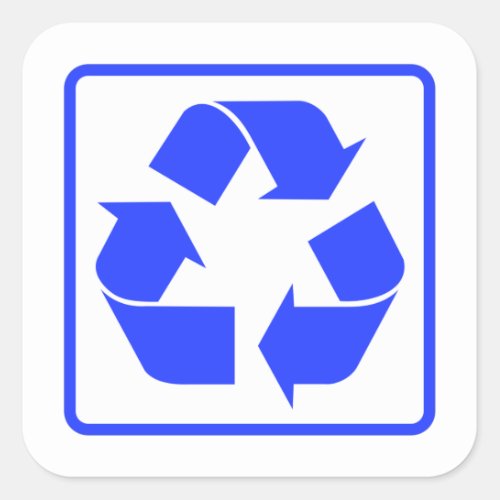 Recycling sign blue classic  square sticker