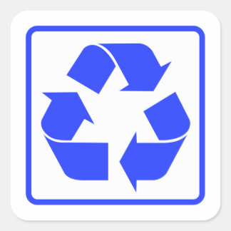 Recycling sign blue classic square sticker
