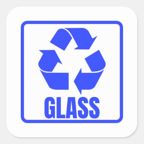 Recycling sign blue glass  square sticker