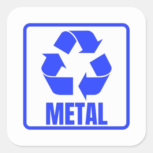 Recycling sign blue metal  square sticker