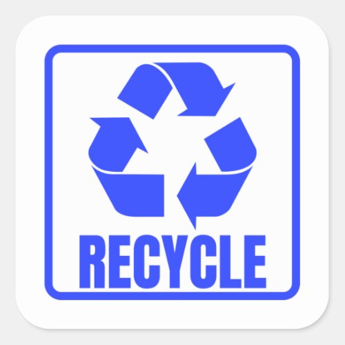 Recycling sign blue  square sticker
